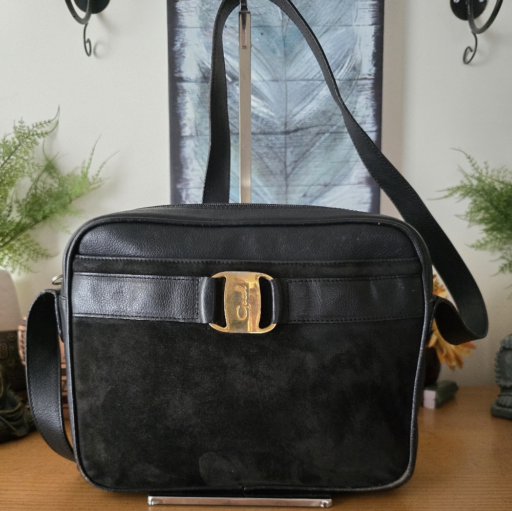 Gacel Faux Leather And Velvet Crossbody Good Vintage Condition.